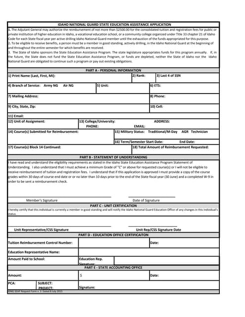 Idaho State Educational Assistance Memorandum | PDF