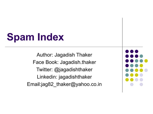 Search Engine Spam Index - Types of Link Spam & Content Spam