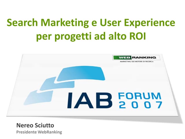 Search Marketing e User Experience ...