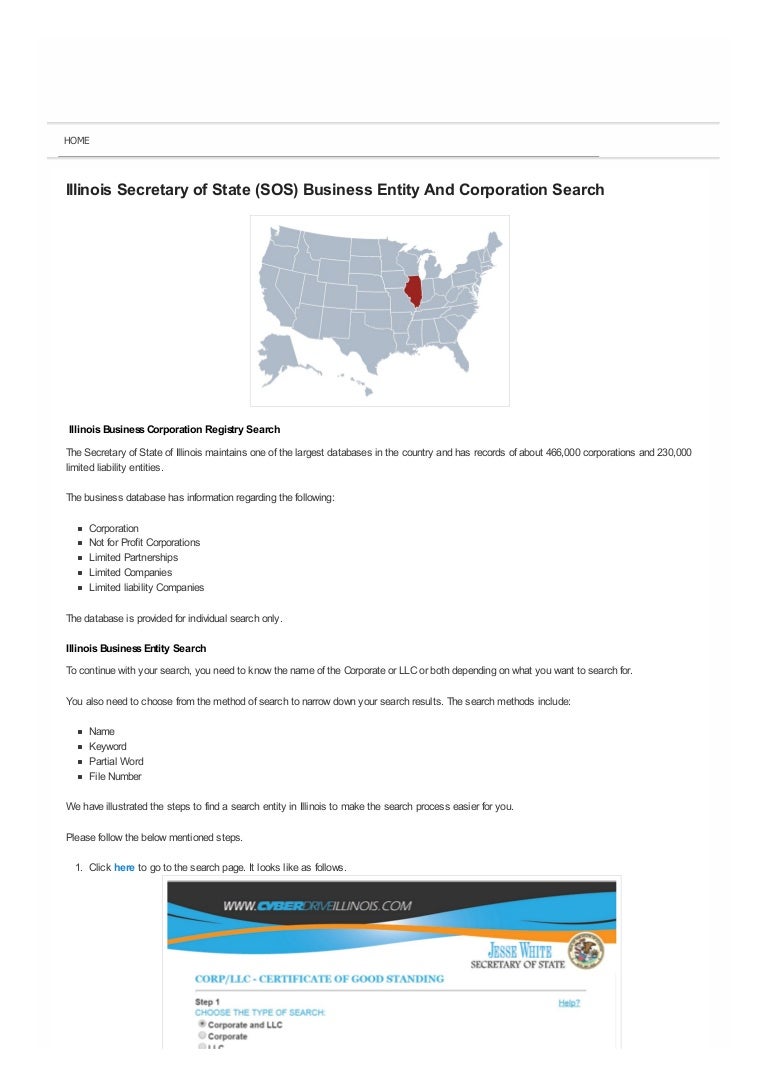 Illinois (IL) Business Entity And Corporation Search