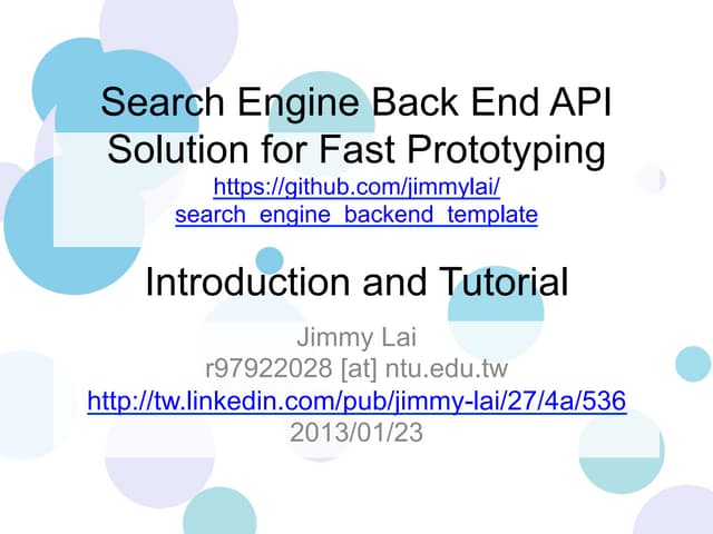 [LDSP] Search Engine Back End API Solution for Fast Prototyping