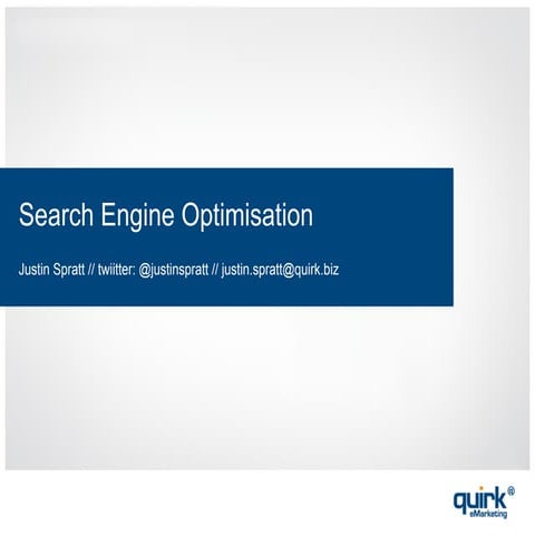 Search Engine Optimisation: A High Level View