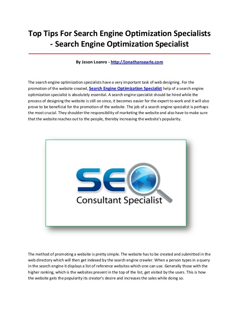 search engine positioning specialist