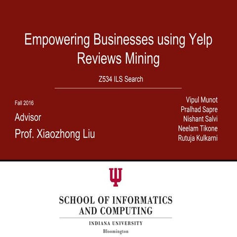 Empowering Businesses using Yelp Reviews Mining