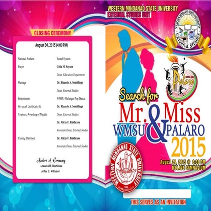 Search for Mr. & Ms. WMSU Palaro 2015