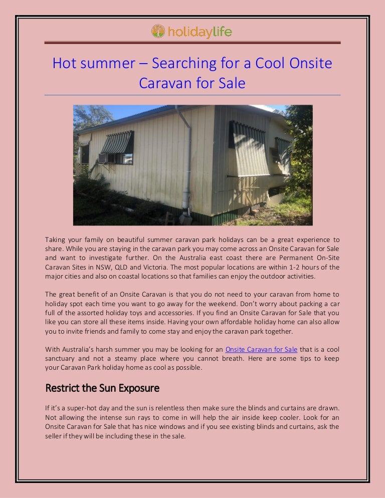 Searching For A Cool Onsite Caravan For Sale Holidaylife