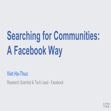 Searching for Communities: a Facebook Way