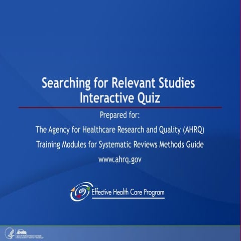 Searching for Relevant Studies Quiz