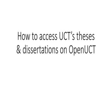 How to search for UCT's theses and dissertations on OpenUCT