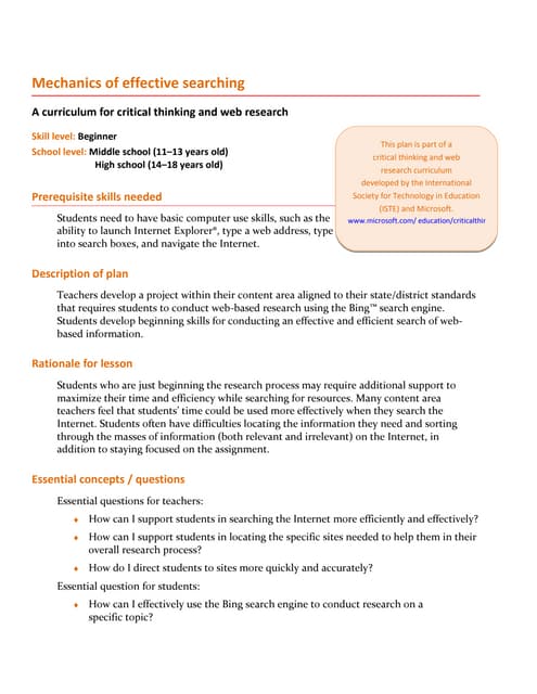 Searching lessonplan beginner