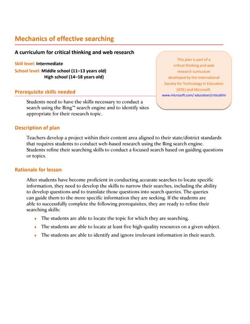 Searching lessonplan intermediate