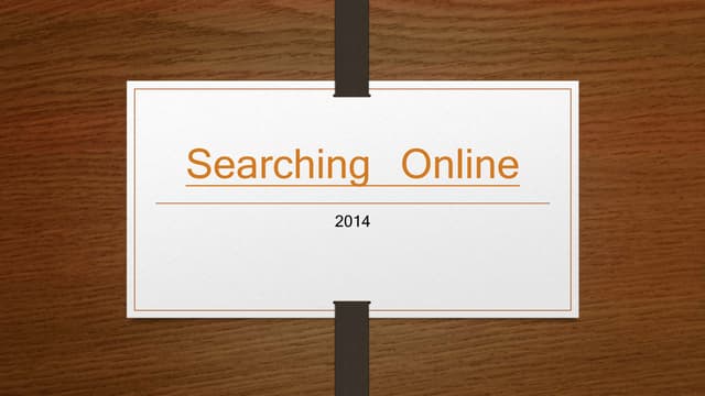 Searching Online