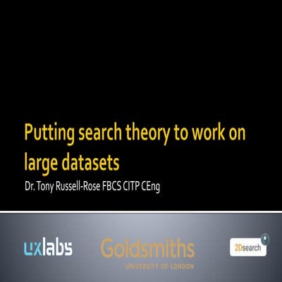 Putting search theory to work on large datasets