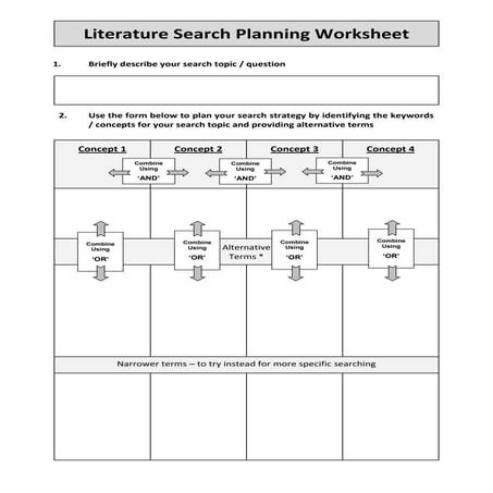 Search planning worksheet