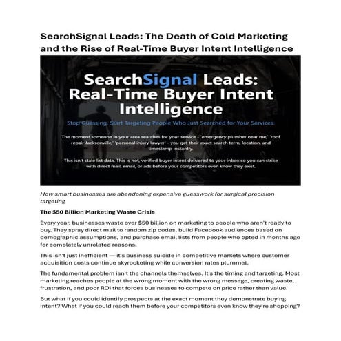 SearchSignal Leads Search Market Lead Data by Ben Vangarde