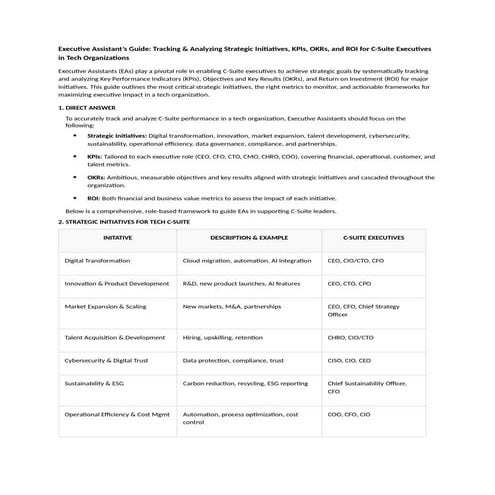 Sr Executive Assistant Strategic Initiatives to Track