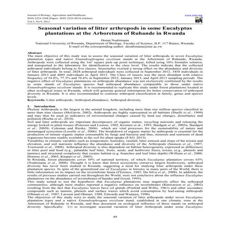 Seasonal variation of litter arthropods in some eucalyptus plantations at the...