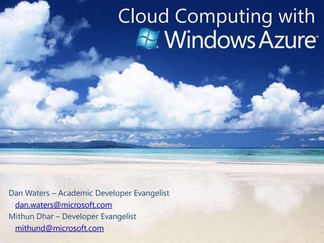 SeattleUniv-IntroductionToCloudComputing-WinsowsAzure101