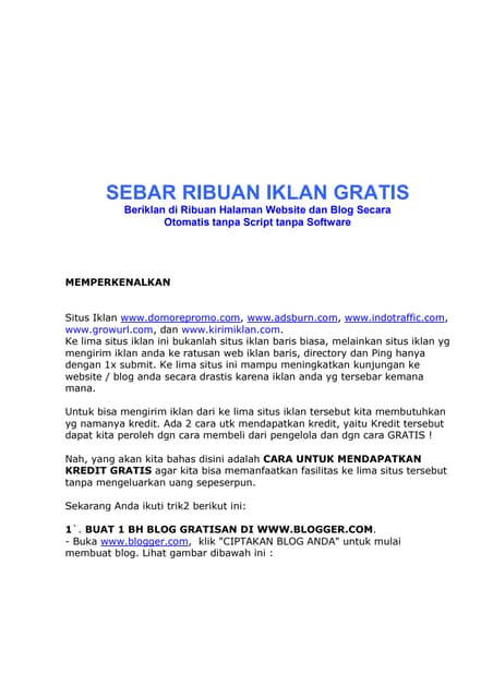 Tutorial Sebar iklan GRATIS PDF Tutorial Sebar iklan GRATIS PDF