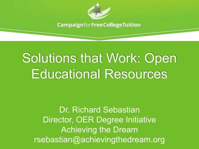 Summit on College Affordability: OER