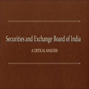 SEBI - Security Exchange Board of India