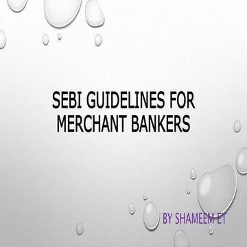 Sebi guidelines for merchant bankers