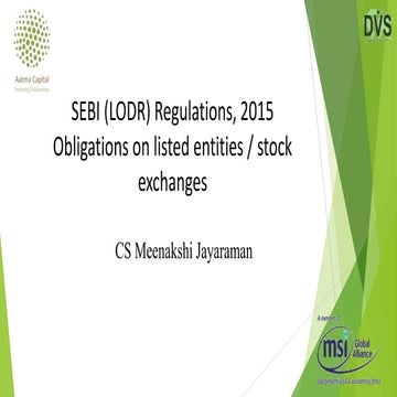 SEBI (LODR) Regulation-Obligations of listed entities / stock exchanges