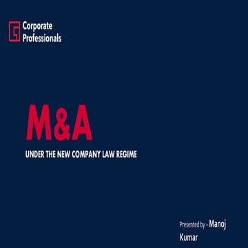 M&A Under the New Company Law Regime
