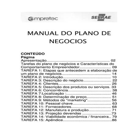 Manual do plano de negócios do SEBRAE | PDF