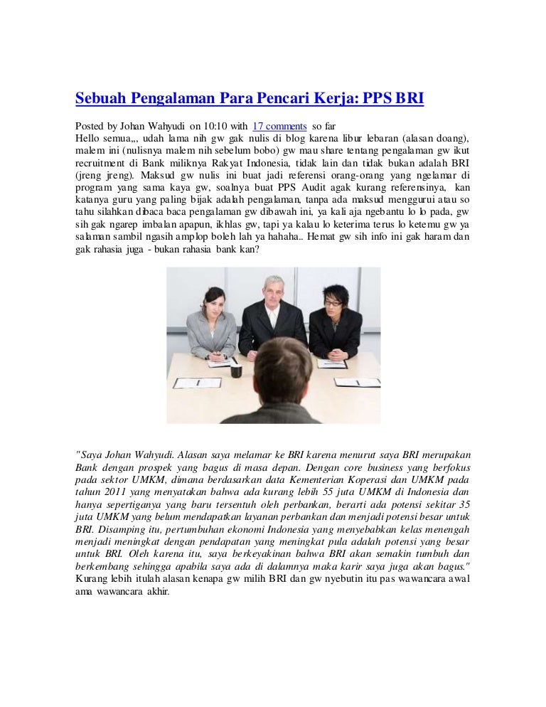 Sebuah Pengalaman Bri Sebuah Pengalaman Bri