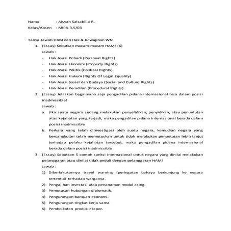 tanya jawab pkn ham dan kewajiban warga negara