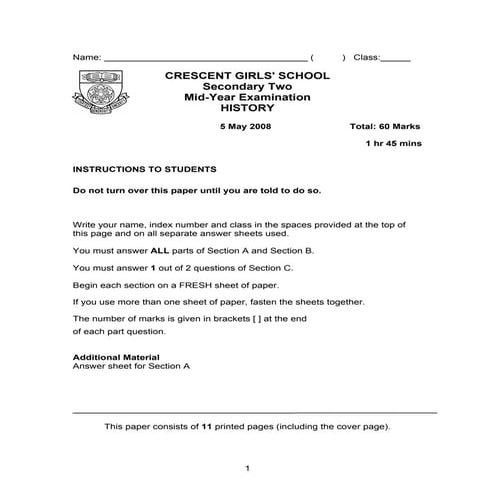 Sec 2 Hist Mye 08 (Qn & Ans For Sharing)