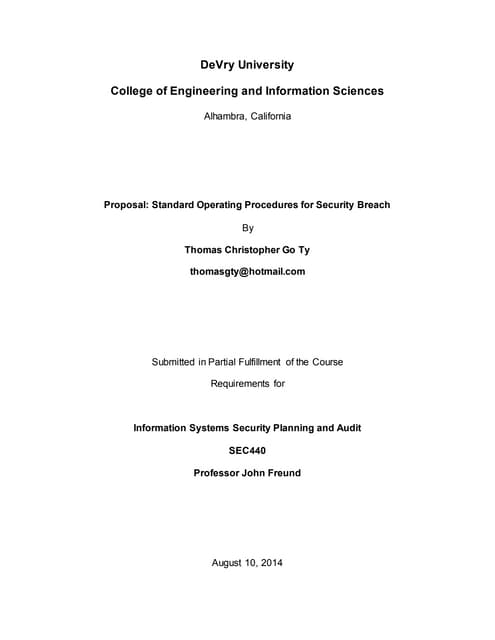 SEC440: Incident Response Plan
