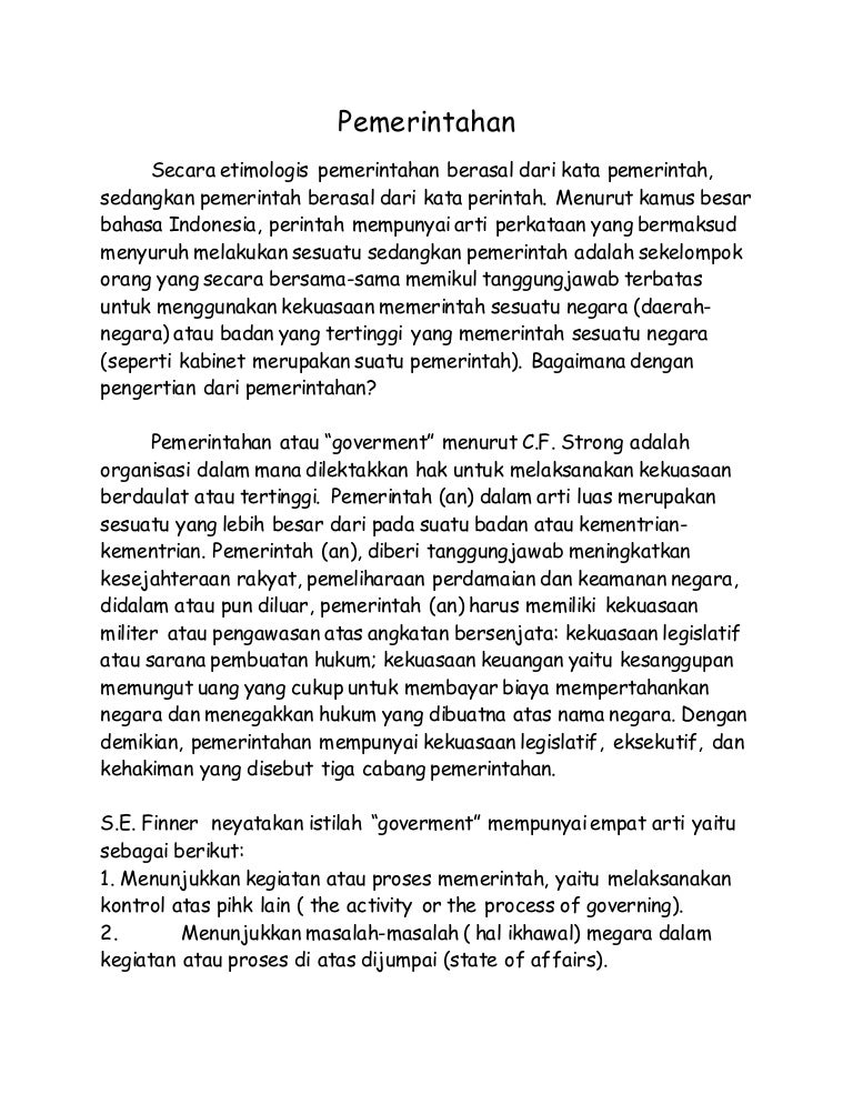 Secara etimologis pemerintahan berasal dari kata pemerintahbab 4 kela… Secara etimologis pemerintahan berasal dari kata pemerintahbab 4 kela…