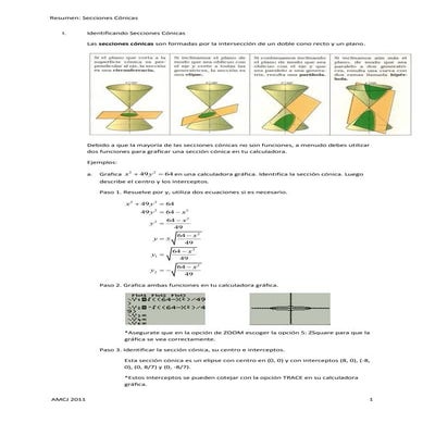 Resumen: Secciones Cónicas