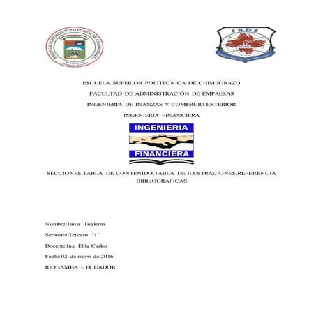 Secciones,tabla de contenido ,ilustraciones y referencias bibliograficas con ...