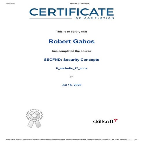 SkillSoft - SECFND Security Concepts