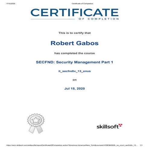 SkillSoft - SECFND Security Management Part 1