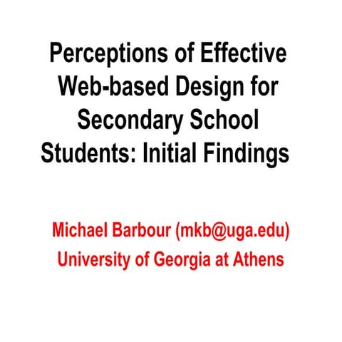 SECIDT 2005 - Teacher and Developer Perceptions of Effective Web-Based Design...