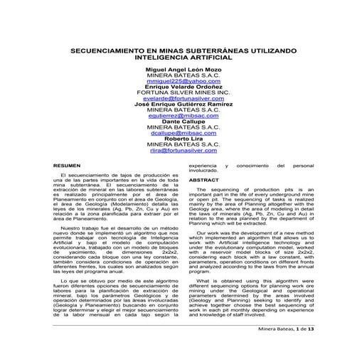 Secuenciamiento de Minas Subte - Inteligencia Artificial