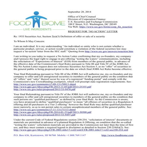 SEC No Action Letter Request | PDF