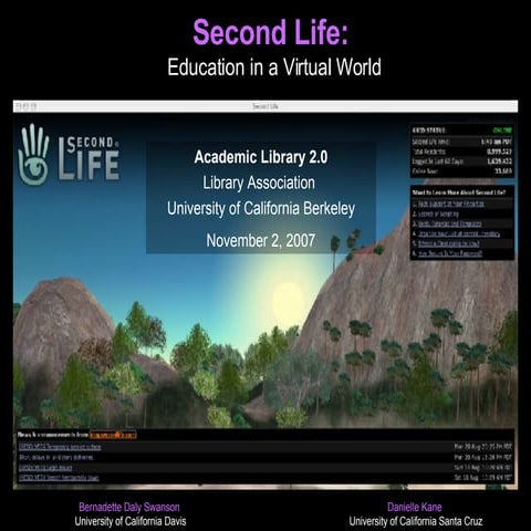 Second Life: Education in a Virtual World part 1