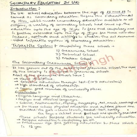 Comparison and Description of  Secondary Education in UK, USA and India.
