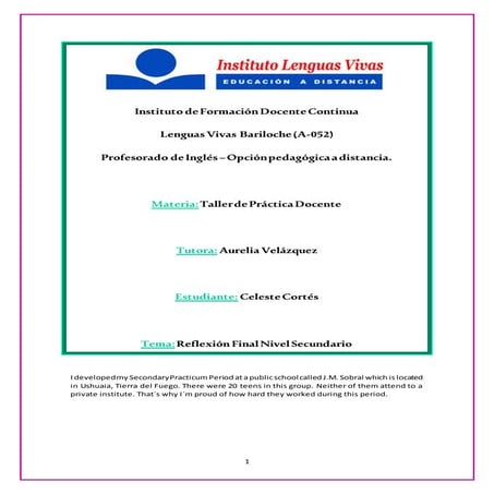 Secondary final reflection