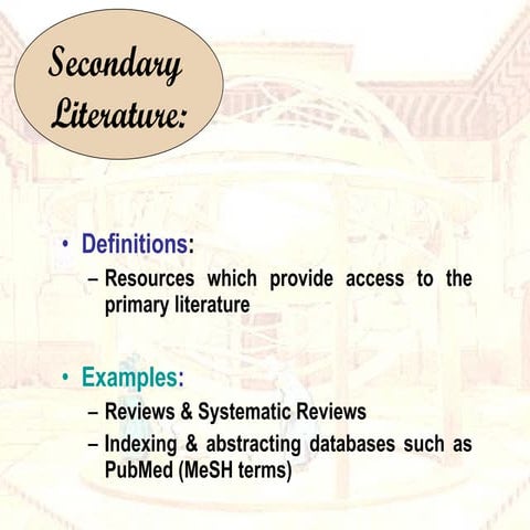 Secondary information resources