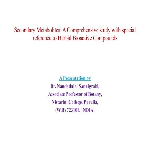 Secondary metabolite ,Plants and Health Care