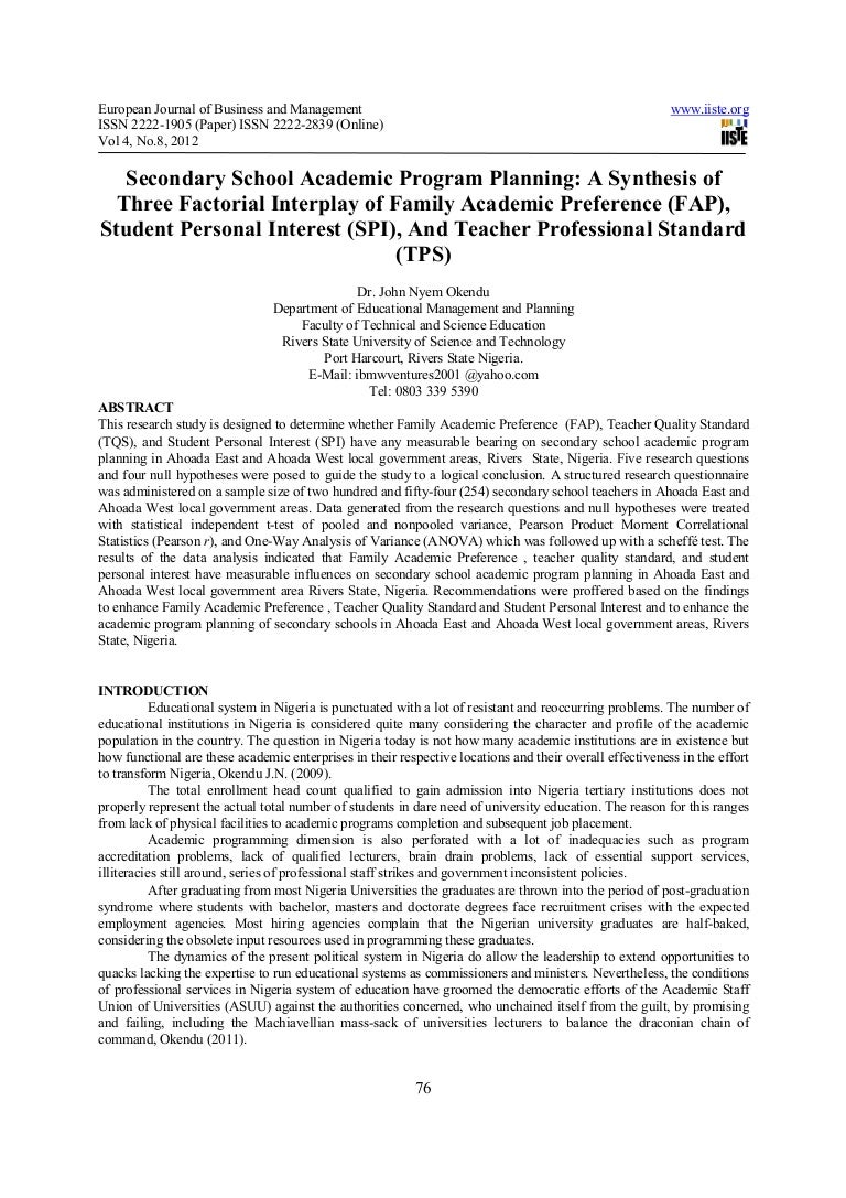 Secondary school academic program planning