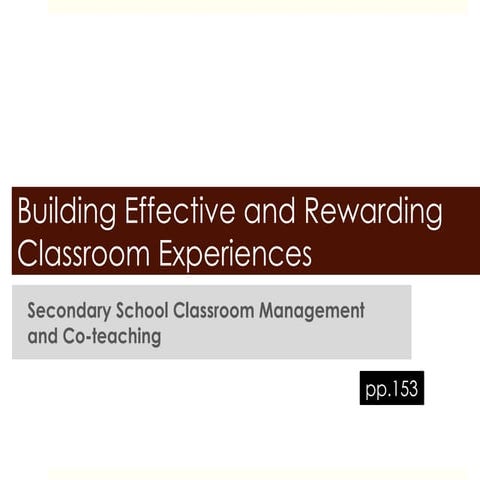 Secondary School Classroom Management  and Co-teaching