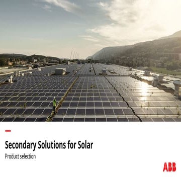 ABB RING MAIN UNIT USED FOR Secondary Solutions for Solar APPLICATION ...