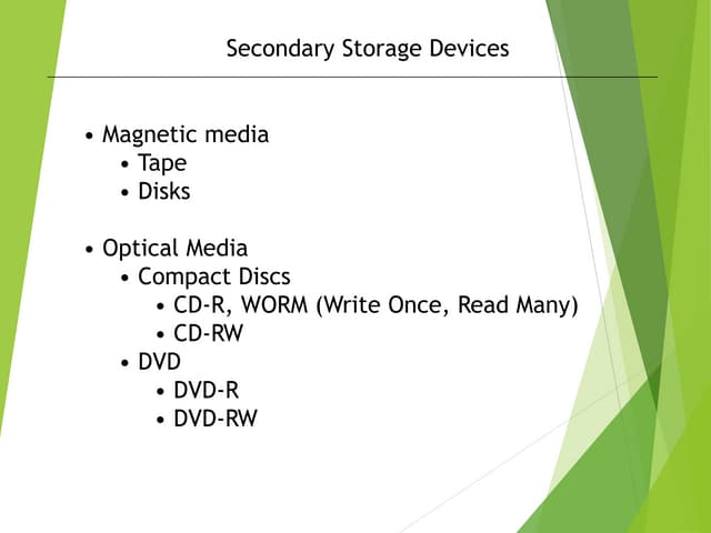 Secondary storage